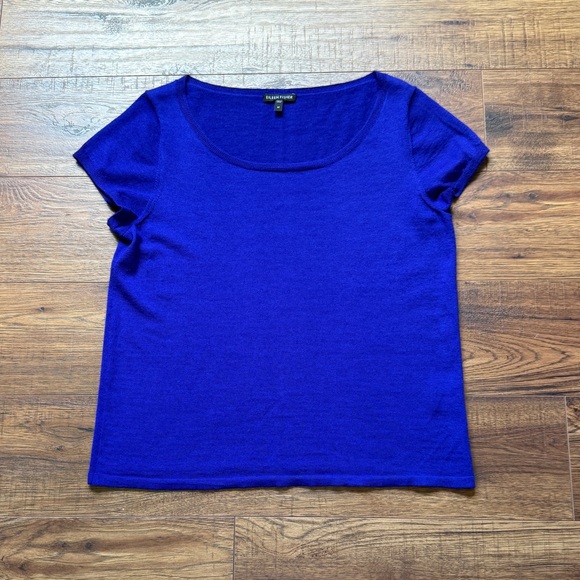 Eileen Fisher Women’s 100% Cashmere Crew Short Sleeve Sweater Tee Size Medium - Picture 2 of 7